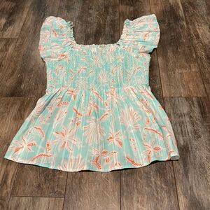 🌺Vineyard Vines Light Blue and Coral Floral Tank Top